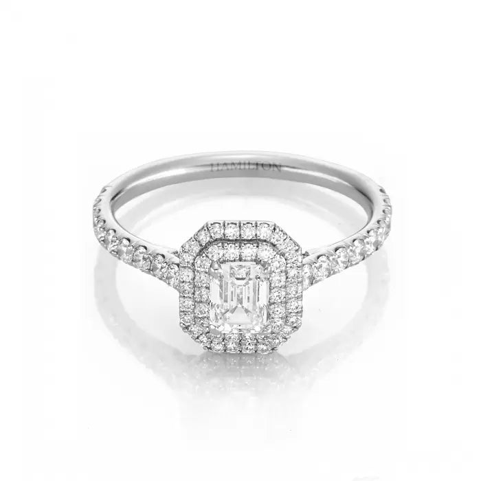 Lisette 18k Gold and Emerald Cut Diamond Engagement Ring