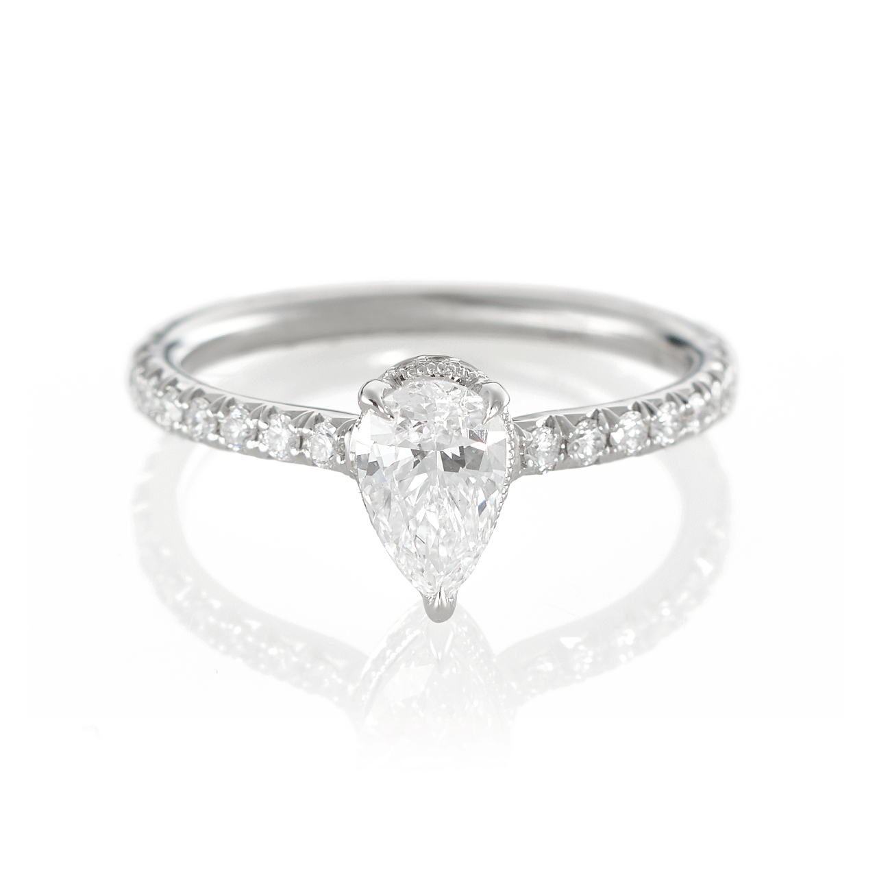 18k White Gold and .68 Carat Pear Shape Diamond Engagement Ring