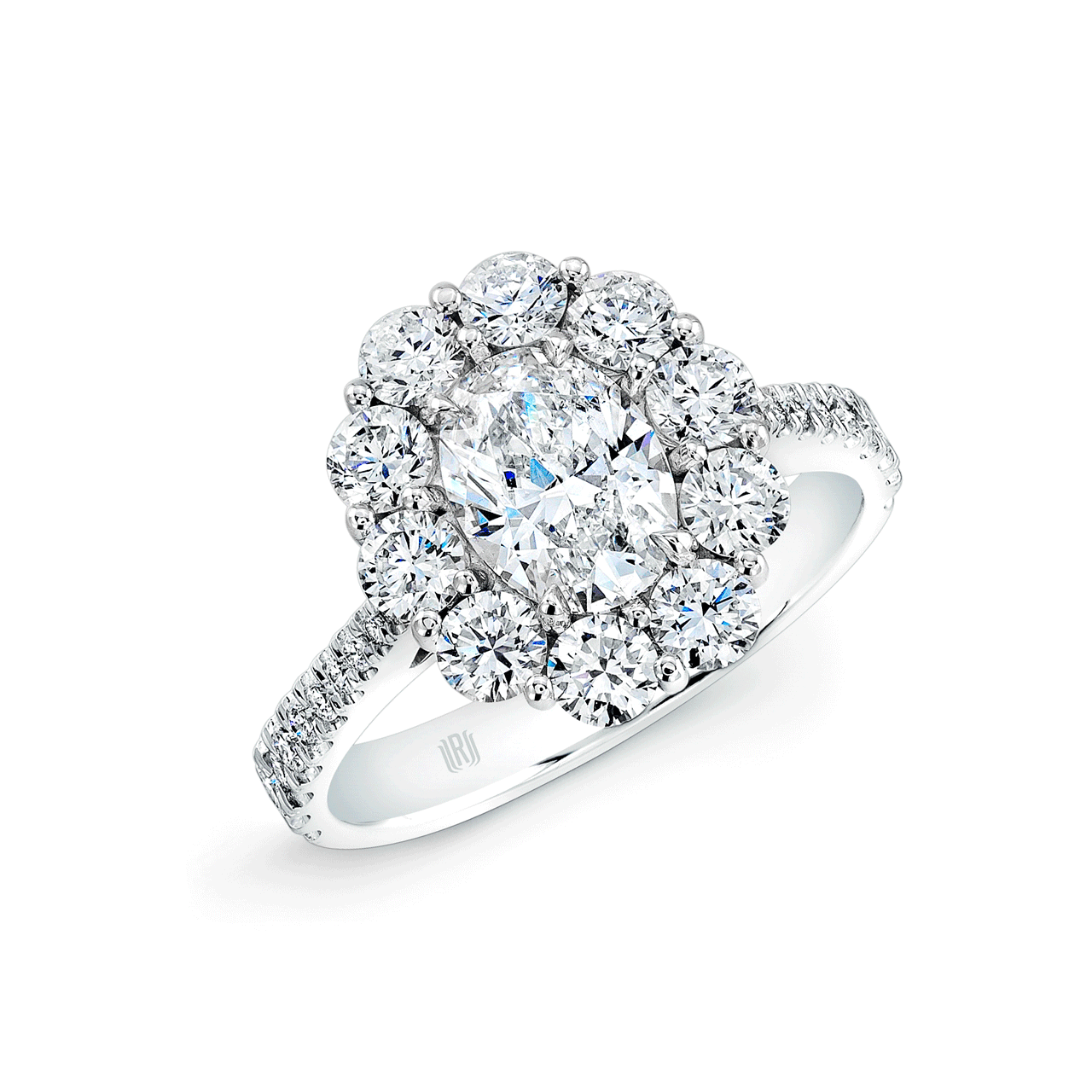 18K White Gold and .50CT Oval Diamond Halo Engagement Ring