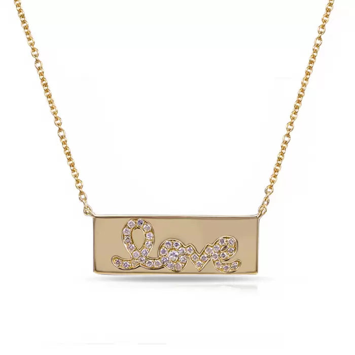 Gold Bar Love Pendant