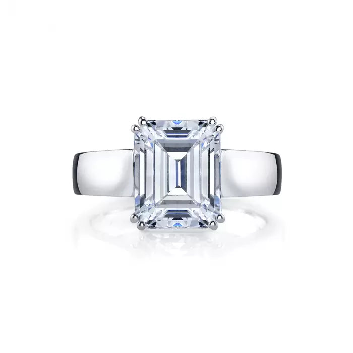 18k White Gold Solitaire Mounting For Emerald Cut Diamond Engagement Ring