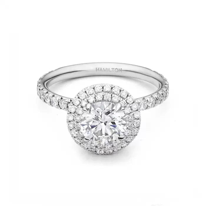 Lisette 18k White Gold and .55TW Diamond Double Halo Engagement Ring