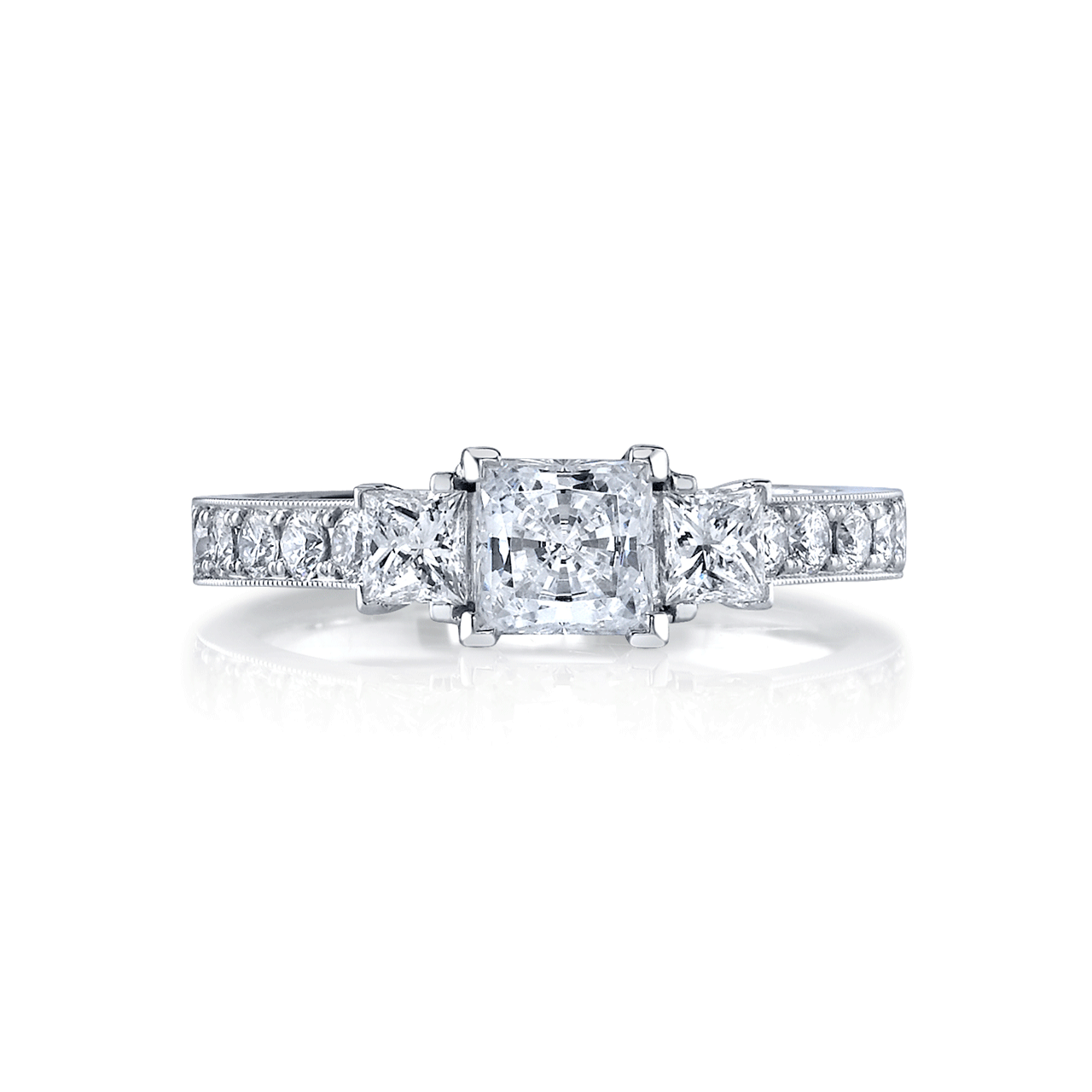 18k White Gold and Princess Cut Diamond Semi Mounting Engagement Ring