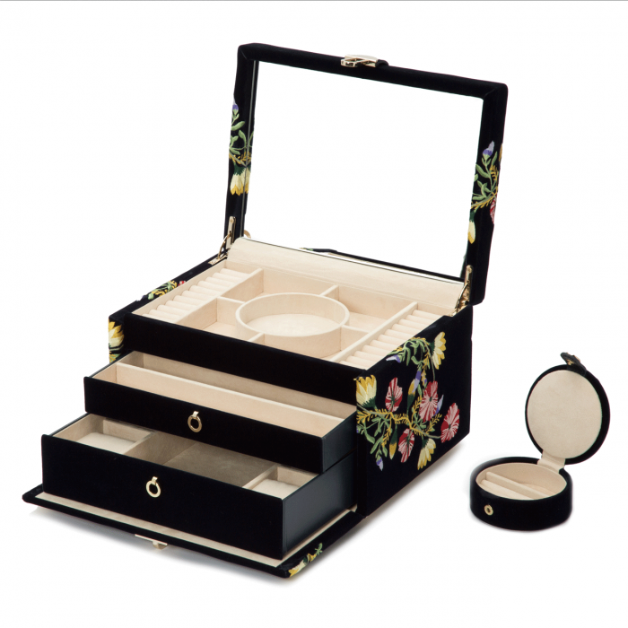 make-up box with drawers and a mirror