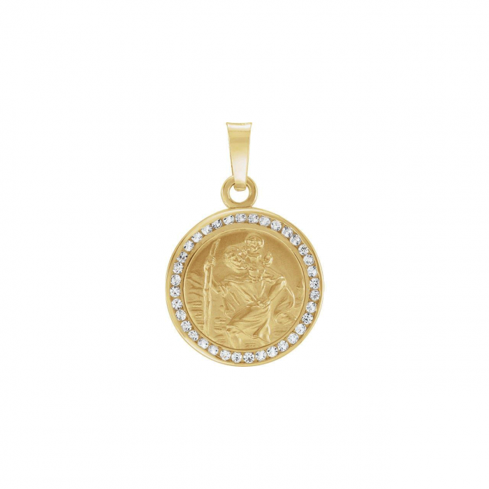 14k Gold and White Sapphire St. Christopher Pendant