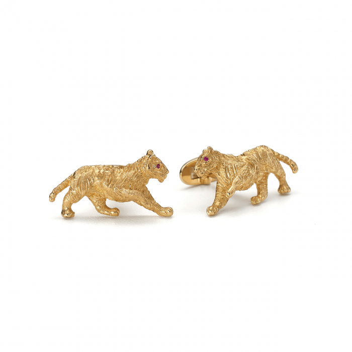 18k Yellow Gold Tiger Cufflinks