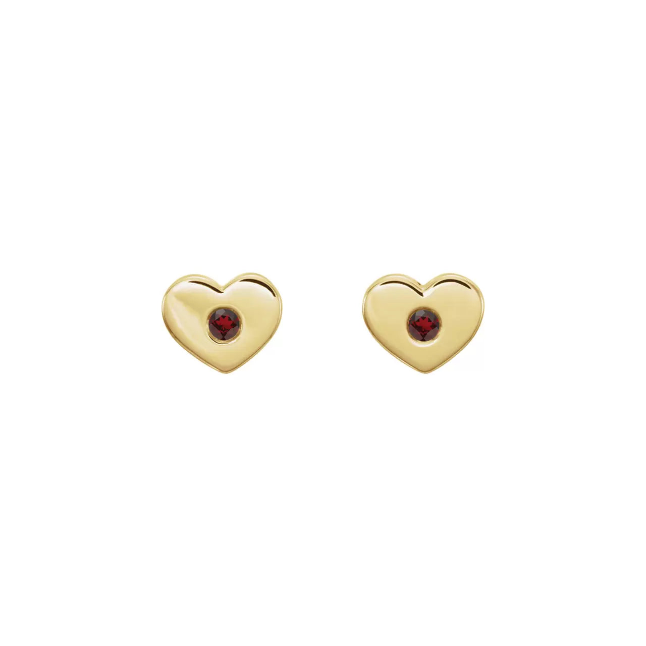 Garnet Gold Heart Earrings