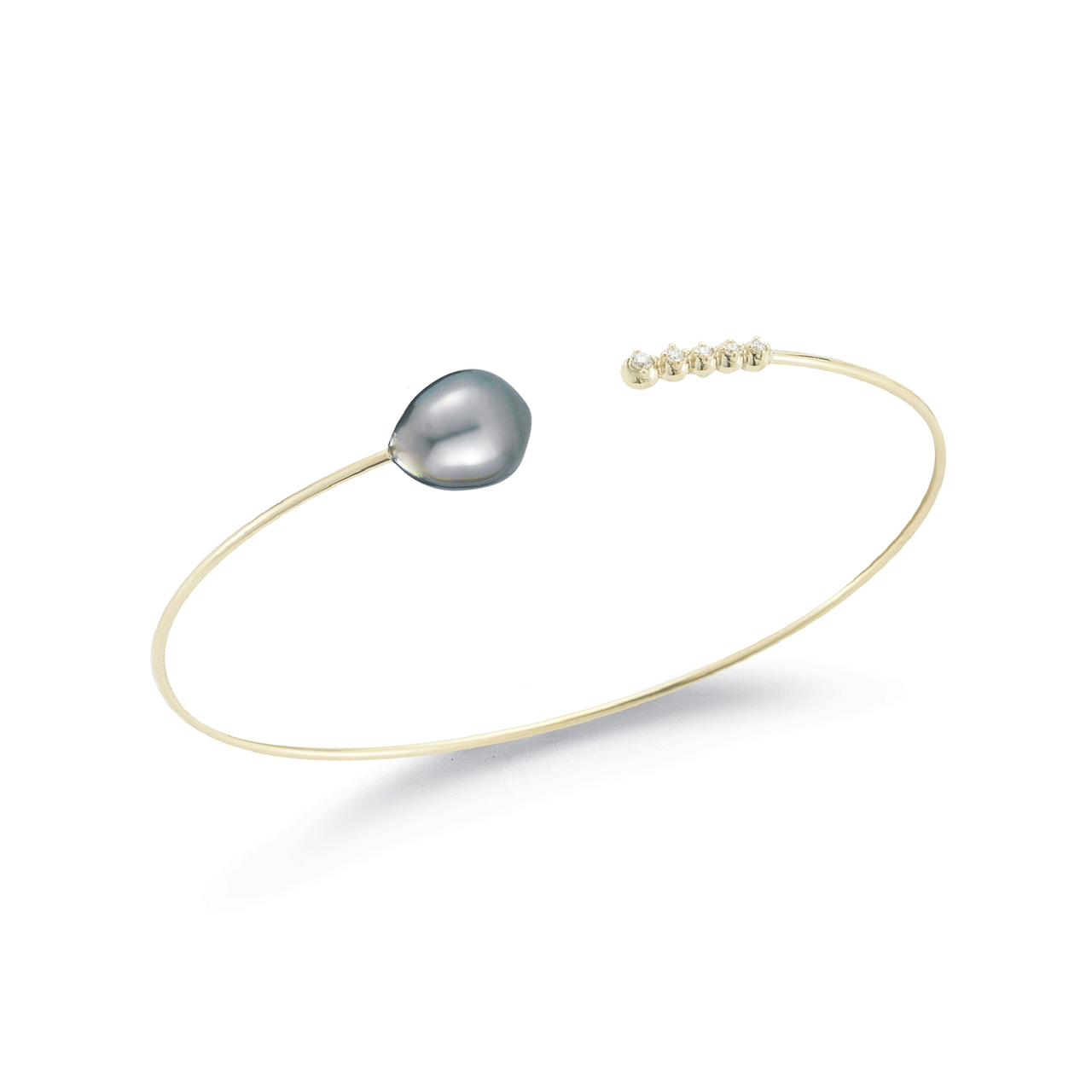 Mizuki 14K Gold and Tahitian Pearl Cuff Bracelet