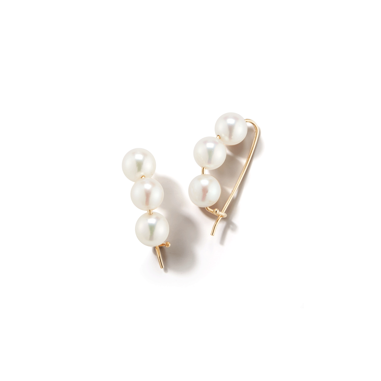 Mizuki 14K Gold and Pearl Wire Earrings