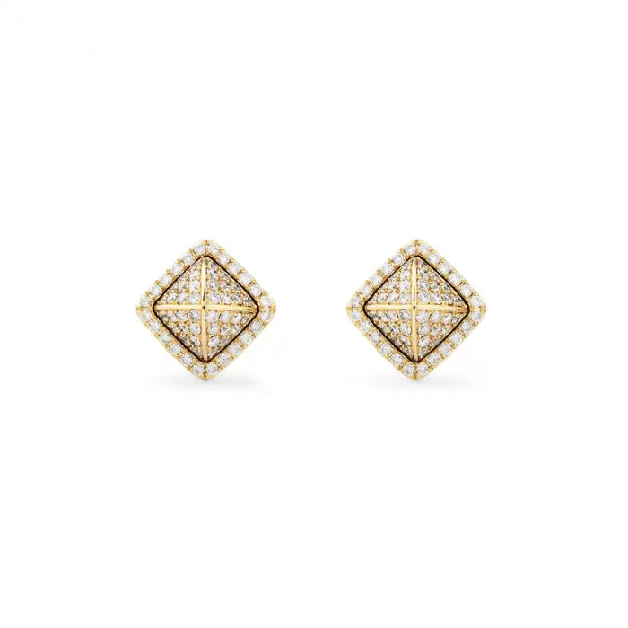 Marli Cleo 18k Yellow Gold Full Diamond Pyramid Stud Earrings JNDGE0747