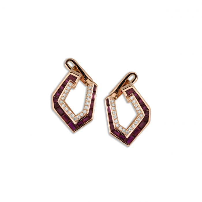 Kavant and Sharart Origami 18k Rose Gold and Ruby Earrings 