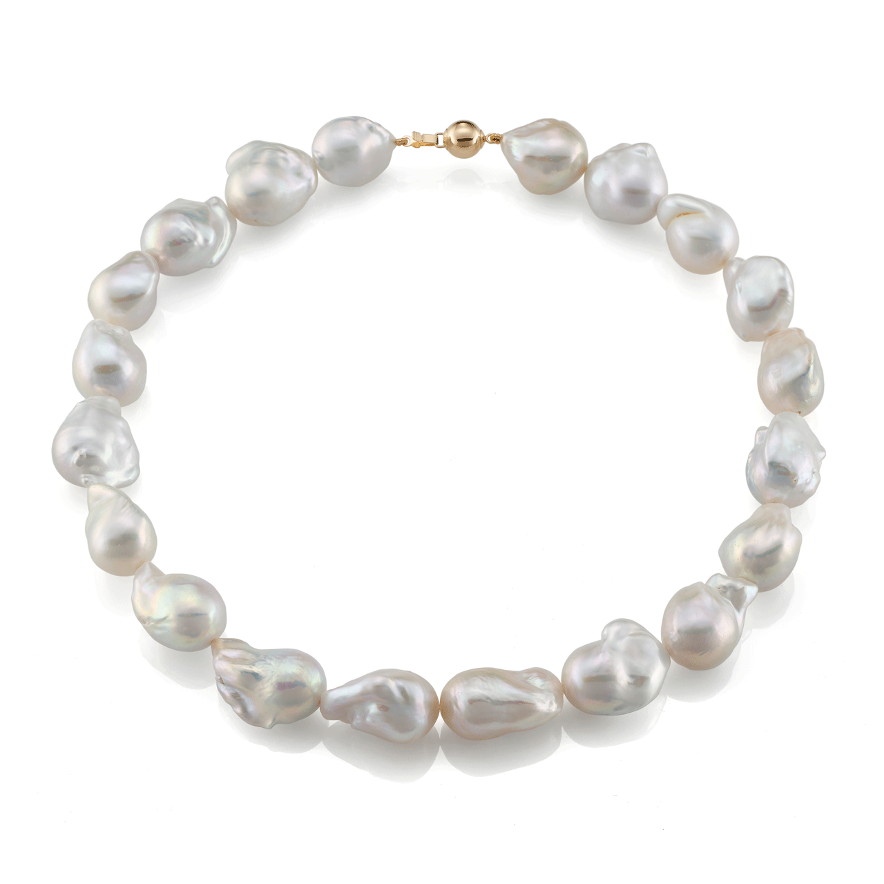 14K Gold And Baroque Pearl Necklace