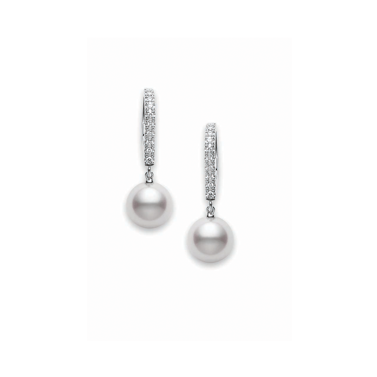 Mikimoto 18K White Gold and Pearl Earrings