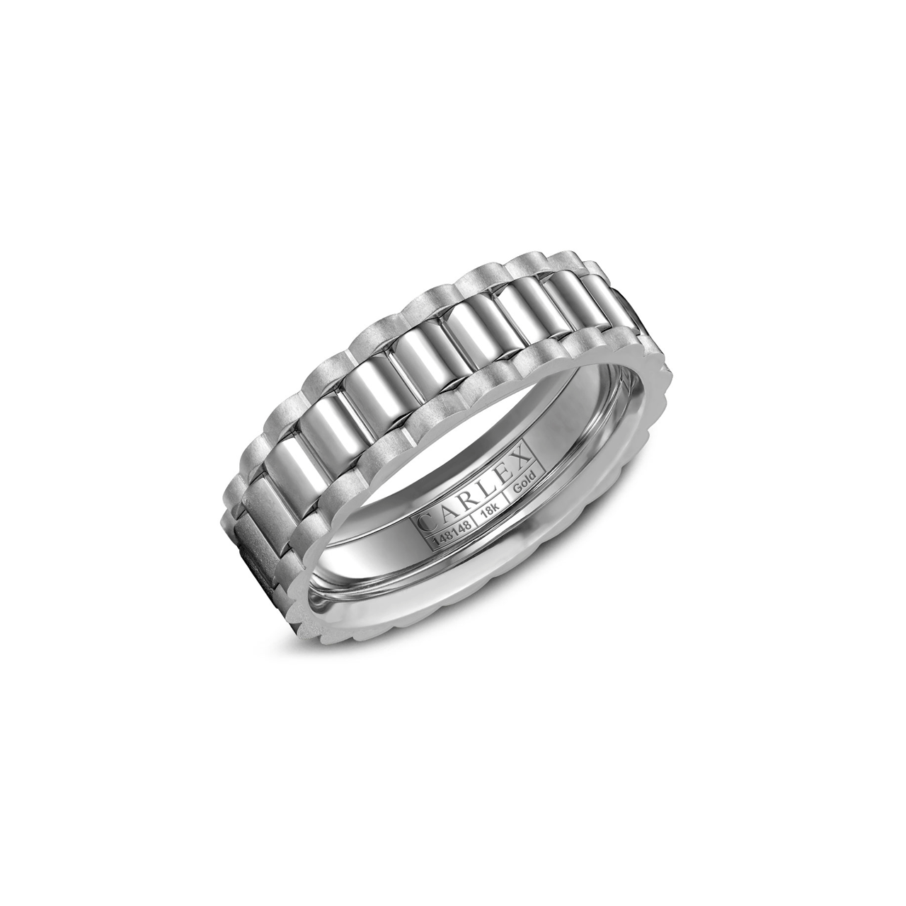 18K White Gold 5mm Fancy Wedding Band