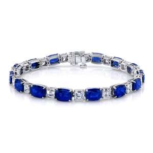 DCSBR0971 Platinum Diamond and Ceylon Sapphire Bracelet