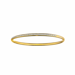 ARTISAN STEEL AND YELLOW GOLD PLATED DIAMOND BANGLE