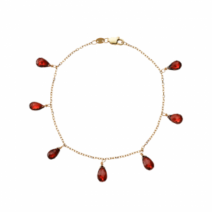 CALYPSO 14K GOLD GARNET DROP BRACELET