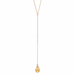 CALYPSO 14K GOLD AND CITRINE Y DROP NECKLACE