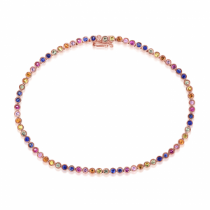 14K ROSE GOLD AND RAINBOW GEMSTONE BRACELET