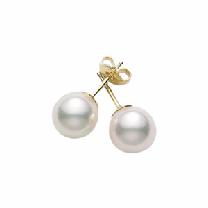 MIKIMOTO 18K GOLD AND 6MM PEARL STUD EARRINGS