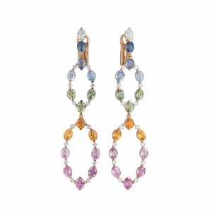 18K GOLD RAINBOW SAPPHIRE EARRINGS