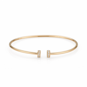 GEOMETRIC 18K ROSE GOLD AND DIAMOND NAIL HEAD CUFF BRACELE