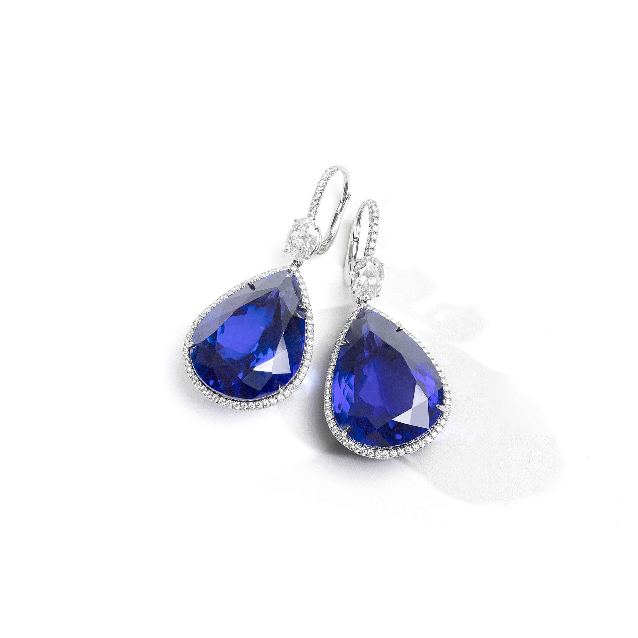 Blue Sapphire Earrings from the Front