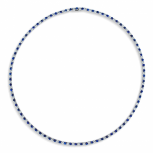 18K WHITE GOLD AND SAPPHIRE LINE NECKLACE