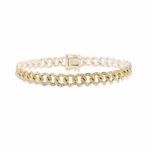 14K YELLOW GOLD AND DIAMOND CURB LINK BRACELET