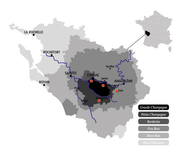 ABK6 Cognac has 4 vineyards located within Champagne, view this map for locations, explore the range and purchase online at Wine Sellers Direct - Australia's independent liquor specialists. 