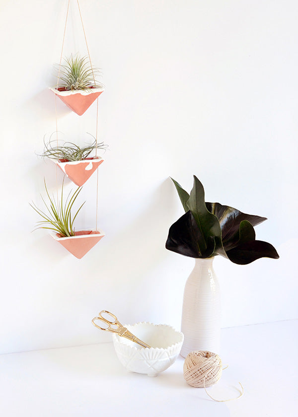 DIY clay hanging air plant holders