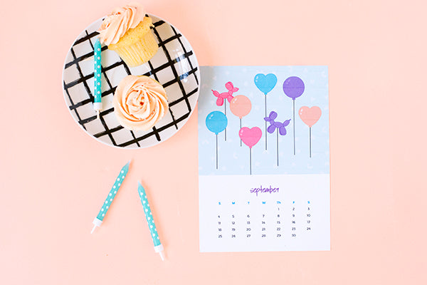 Printable balloon September 2016 calendar