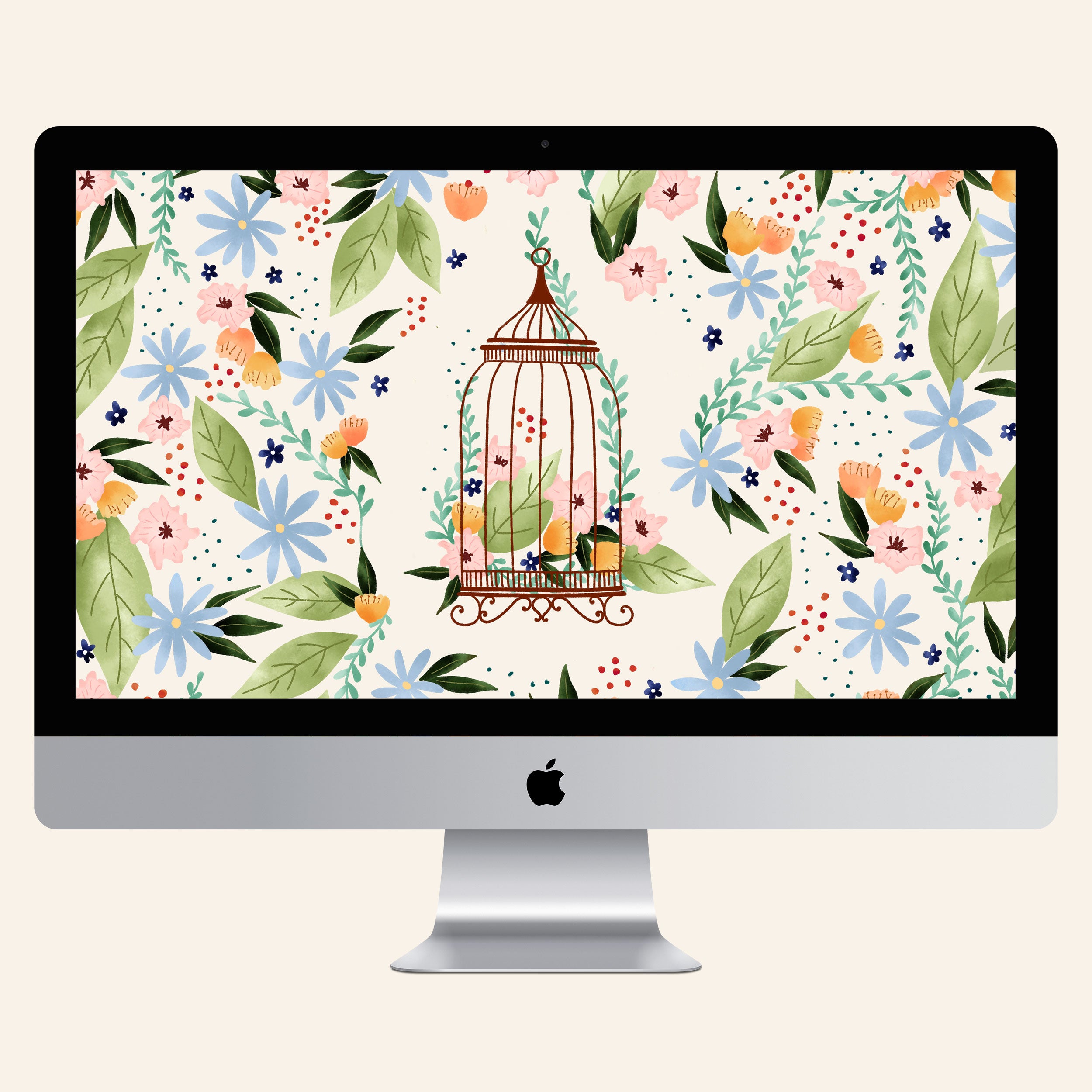 Floral birdcage wallpaper - free download for desktop, tablet and phone
