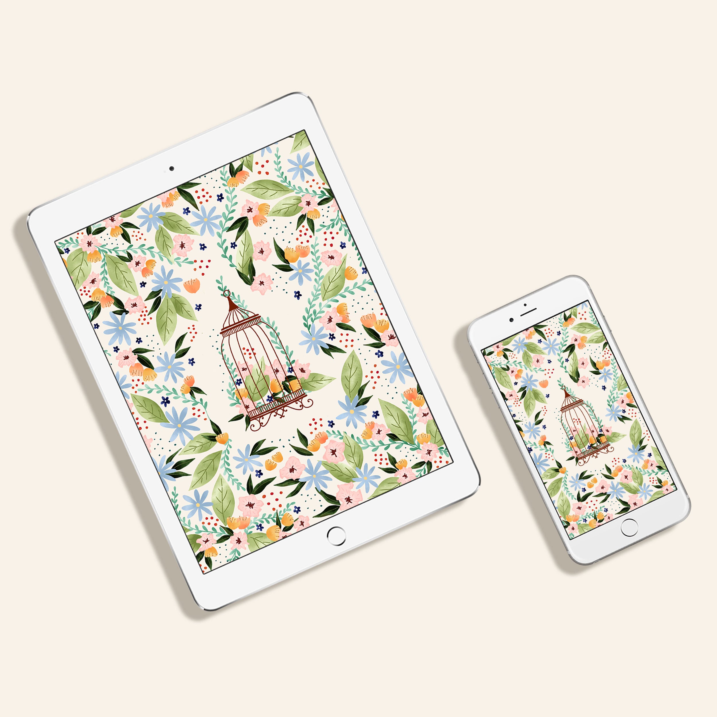 Floral birdcage wallpaper - free download for desktop, tablet and phone