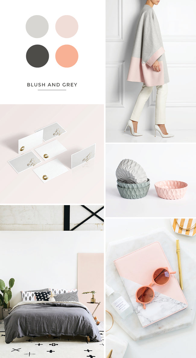 Blush and grey colour combo