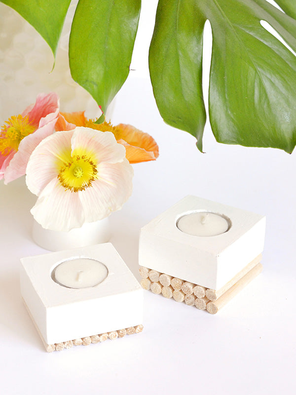 Pine and balsa wood tealight holders for Curbly