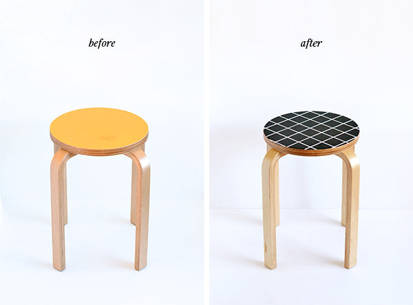 DIY grid stool makeover: before and after
