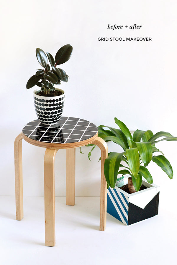 DIY grid stool makeover
