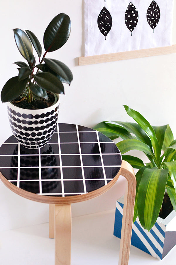 DIY grid stool makeover