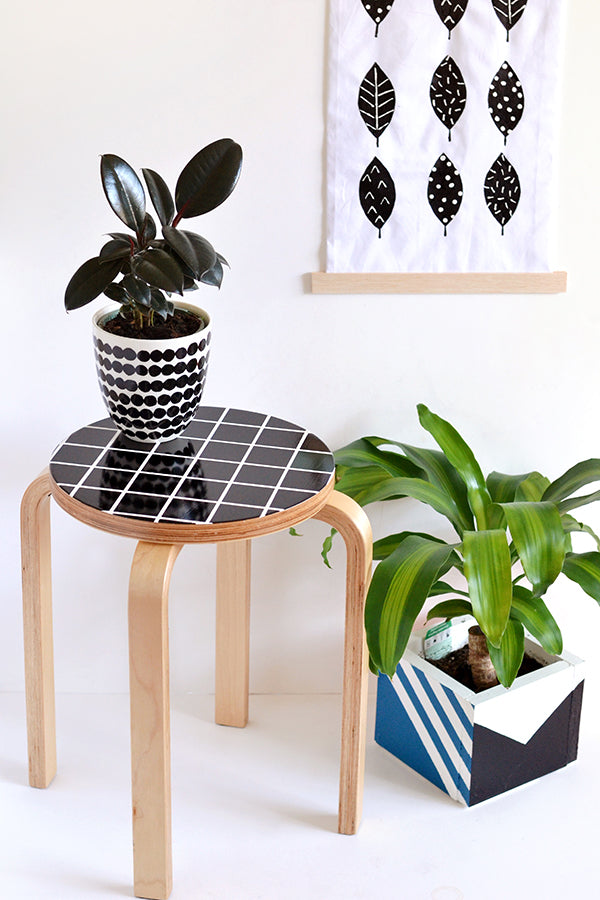 DIY grid stool makeover