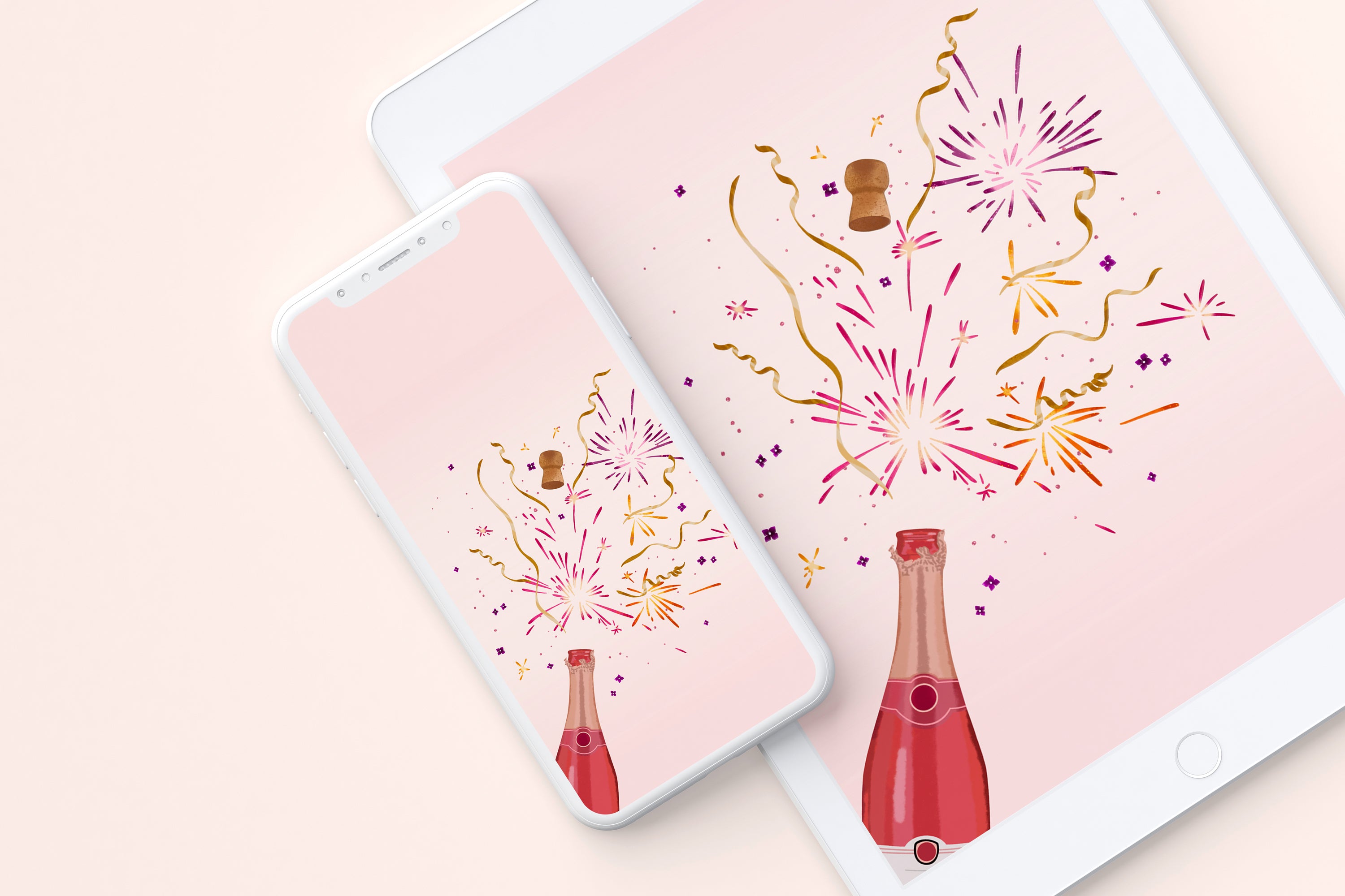 Champagne fireworks desktop, phone and tablet wallpaper
