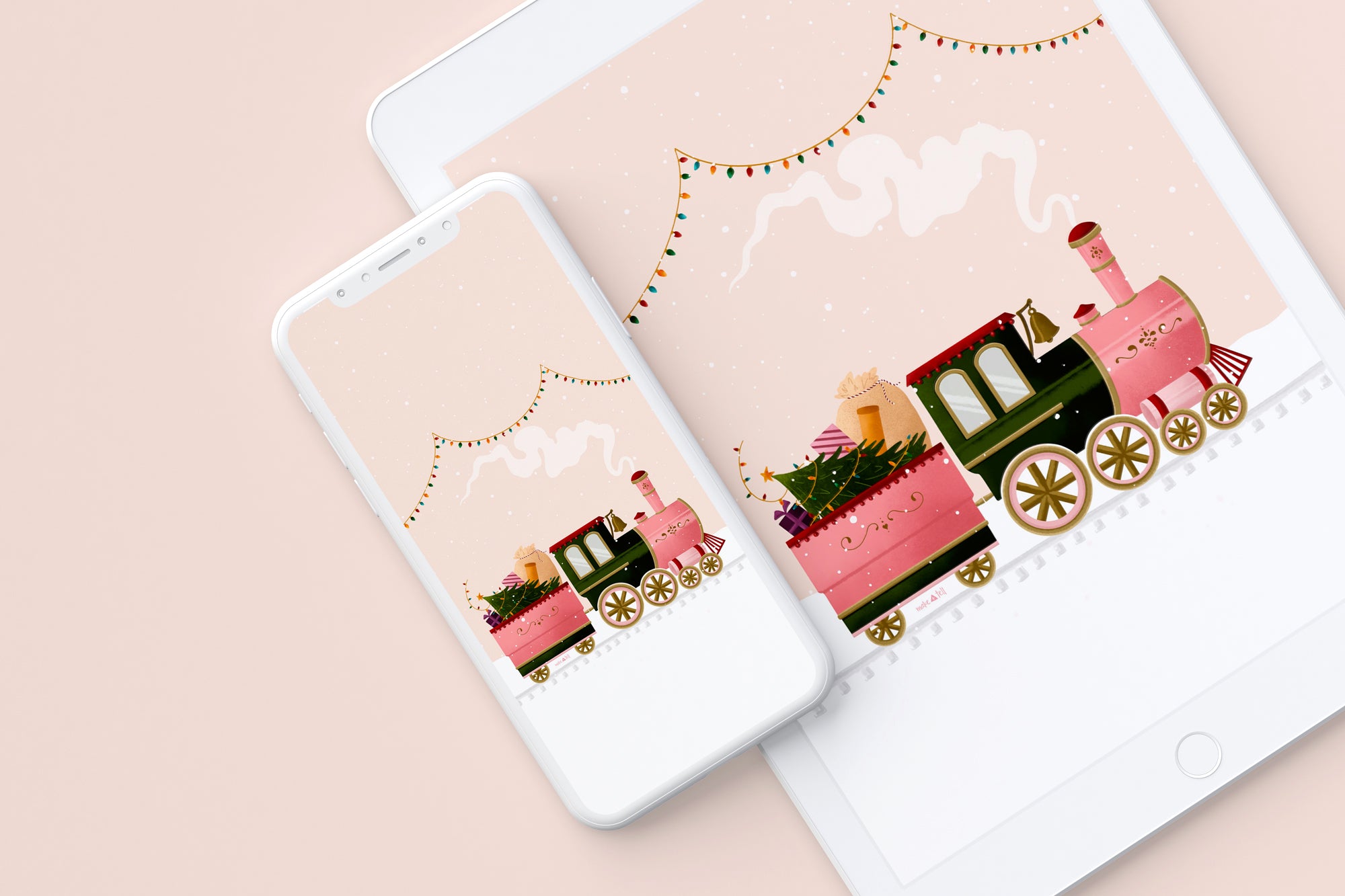 Christmas train desktop, phone and tablet wallpaper