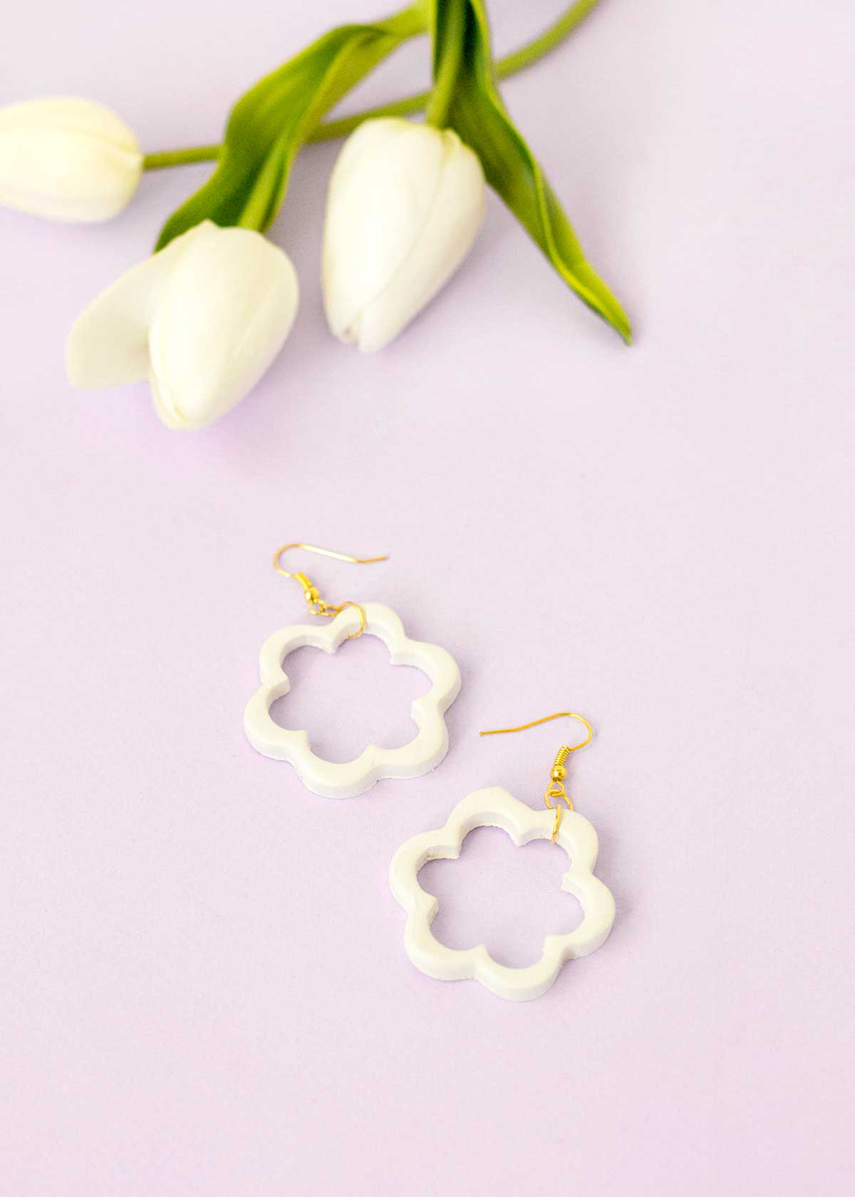 DIY clay flower earrings