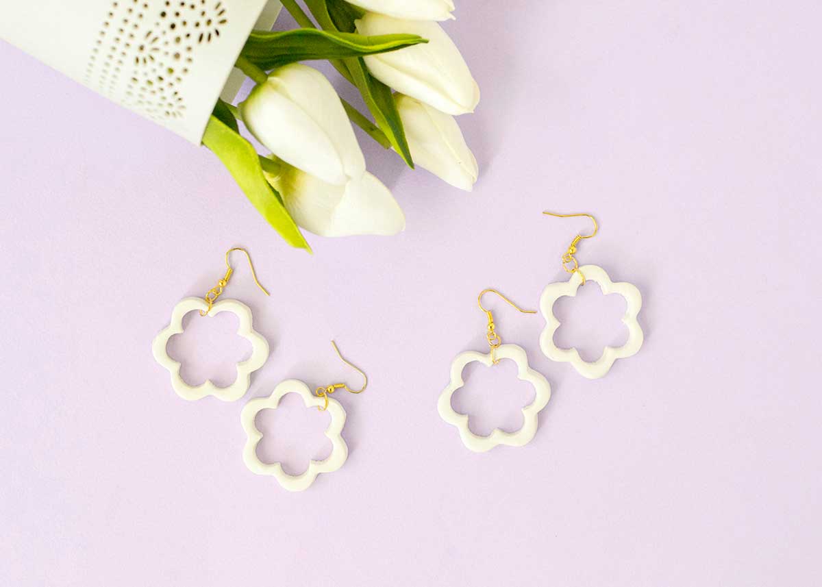 DIY clay flower earrings