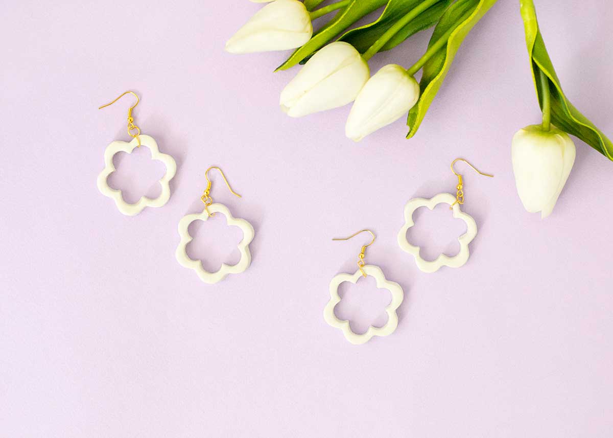 DIY clay flower earrings