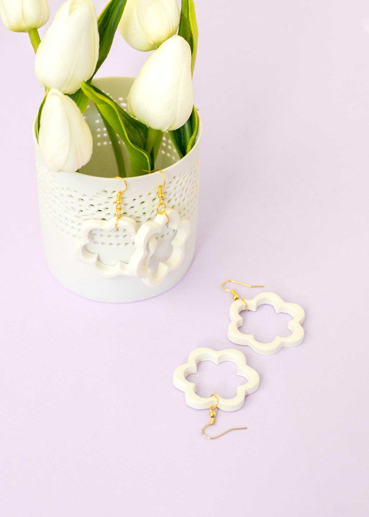 DIY clay flower earrings