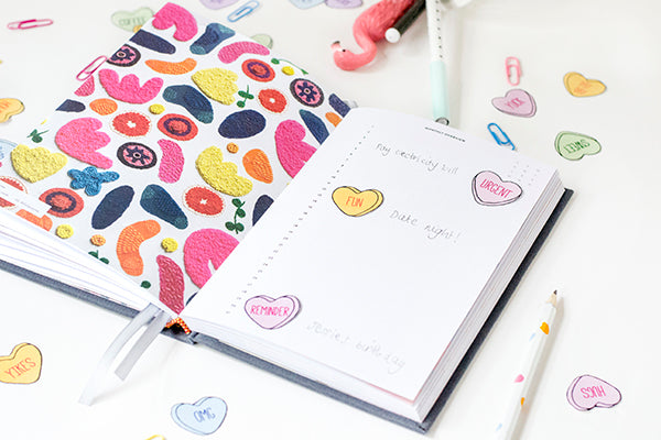 Printable conversation heart stickers for your diary or planner