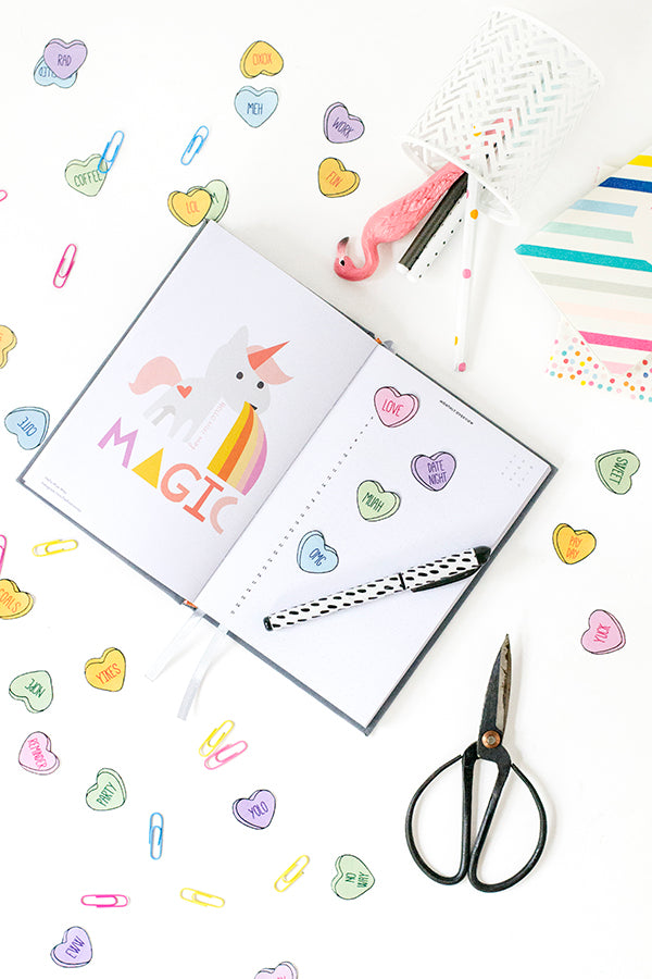 Printable conversation heart stickers for your diary or planner