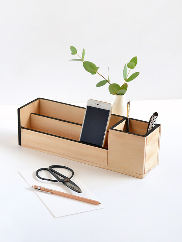 wood desk organiser