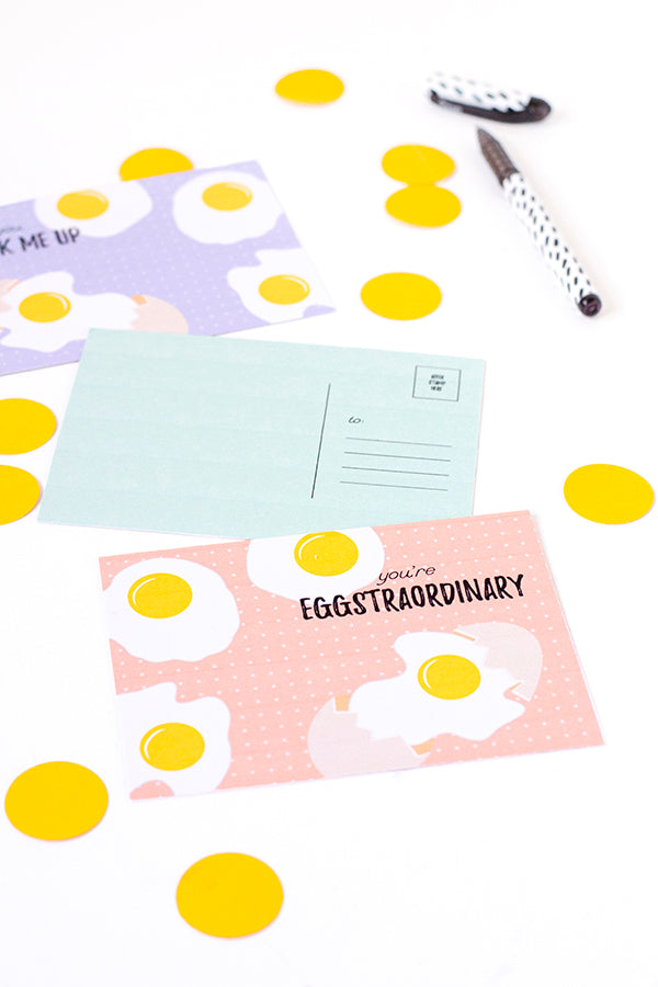 Free printable punny egg postcards